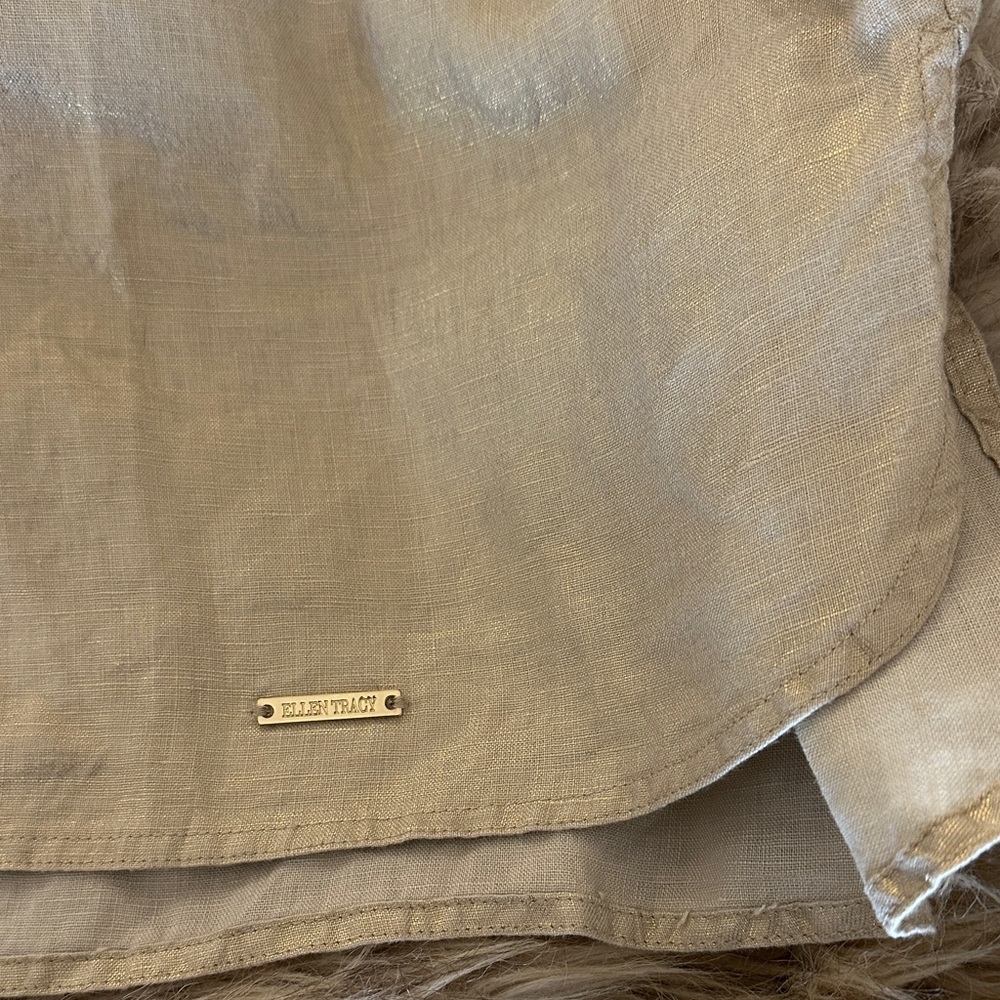 Ellen Tracy 100% linen blouse -  Shimmering Beige Blouse - Picture 5 of 6